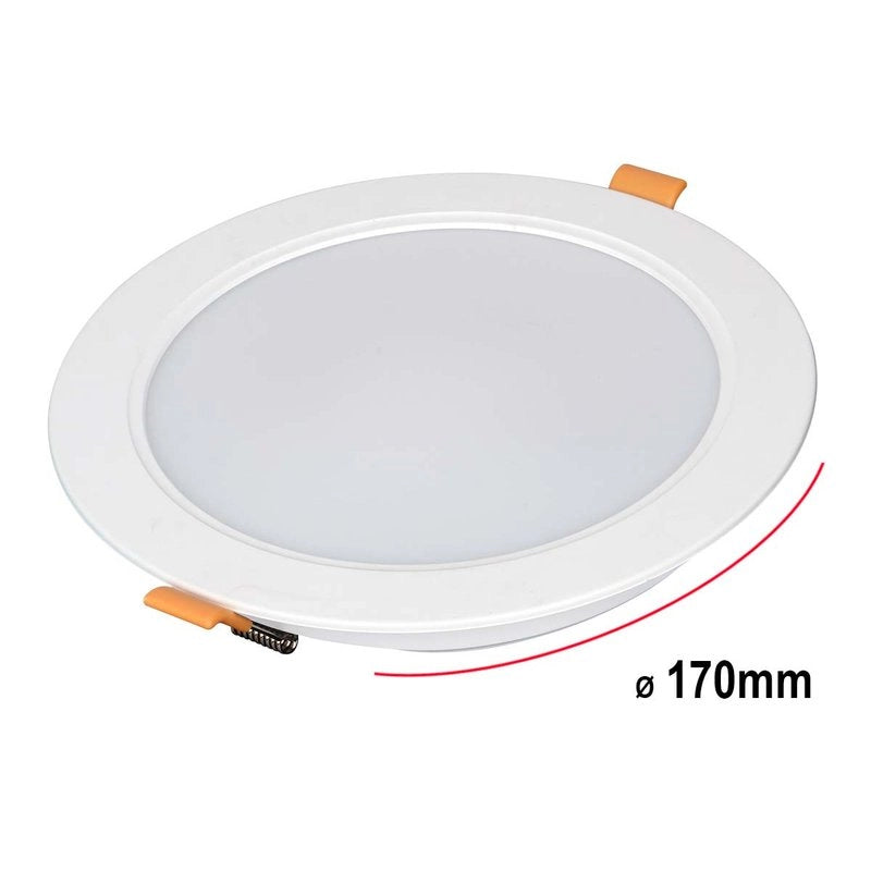 Faretto Led Da Incasso Rotondo 18W 1800LM Neutro 4000K Diametro 170mm Montaggio 2 In 1 Da Plafone e Da Incasso