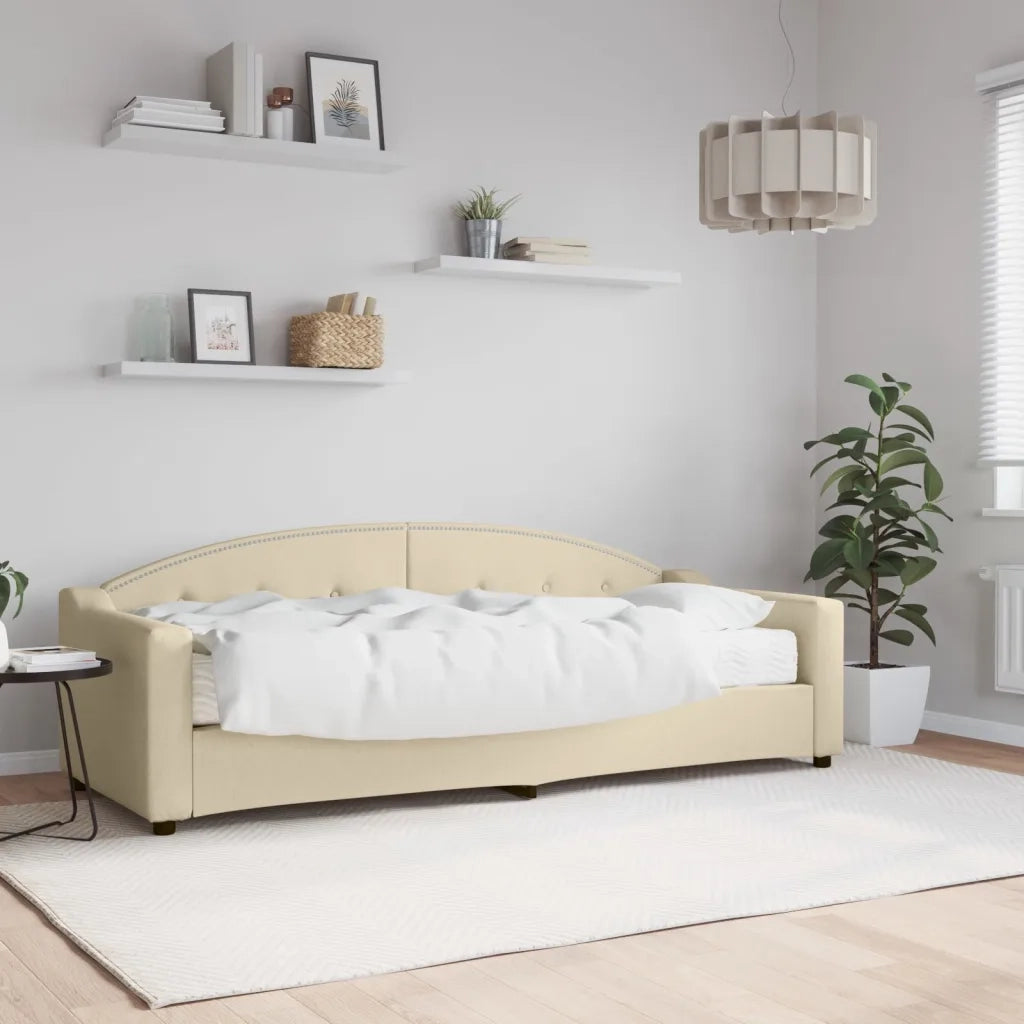 Divano Letto con Materasso-Sofa Letto-Daybed Crema 80x200 cm in Tessuto 245821