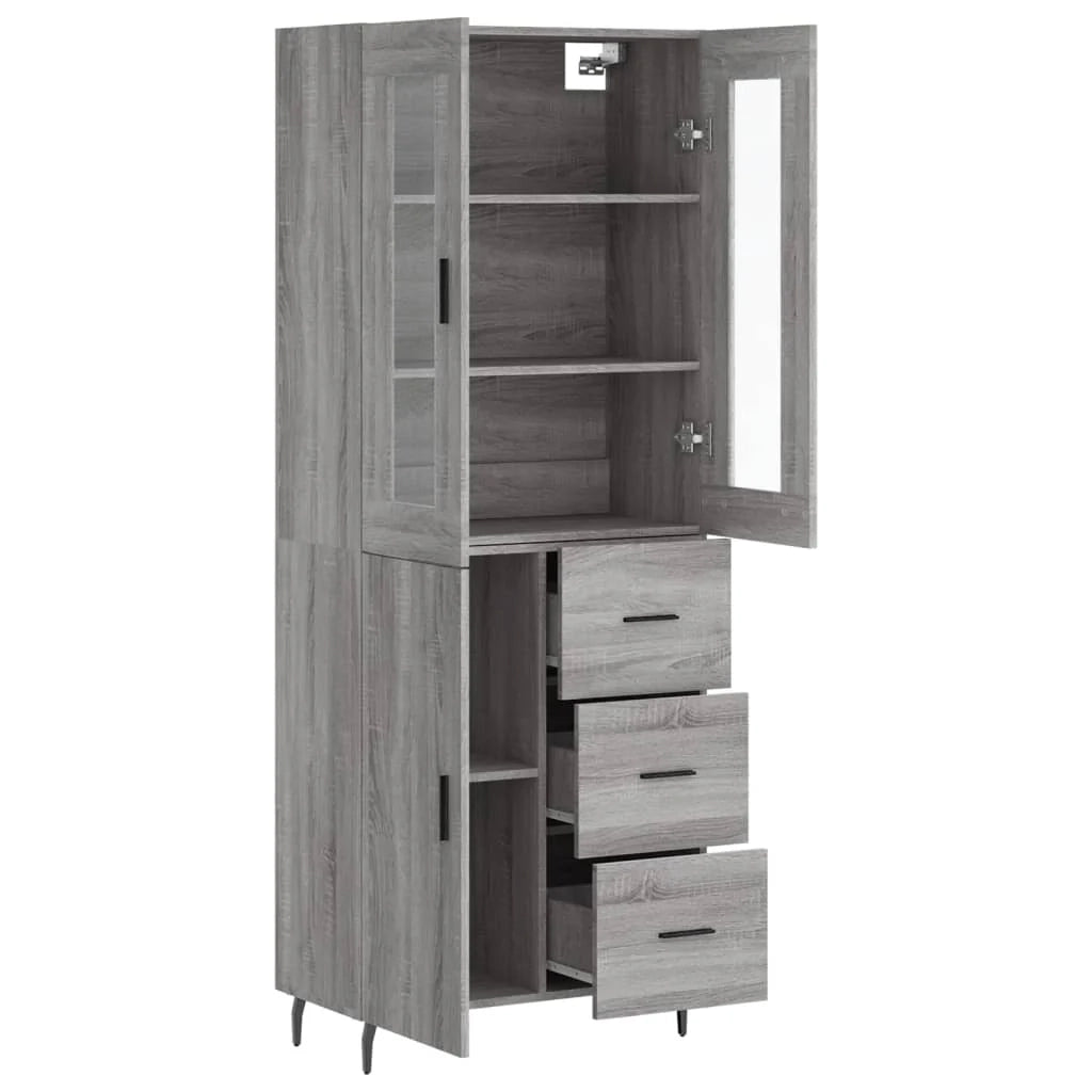Buffet credenza cassettiera armadio mobile contenitore organizer cucina soggiorno salotto rovere Sonoma alto 69,5 x 34 x 180 cm legno ingegnerizzato grigio 02_0035569