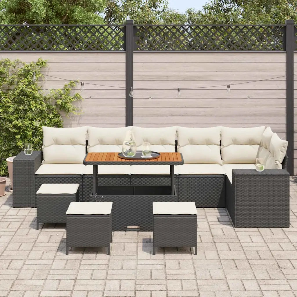 Set Divano da Giardino 10 pcs Nero polyrattan 3362030
