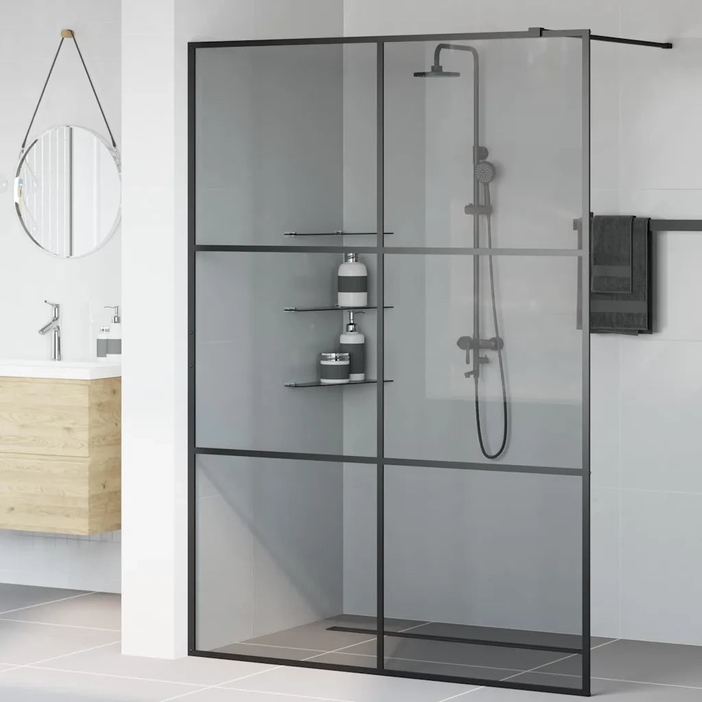 Parete Doccia Walk-in Nero 140 x 195 cm vetro temperato