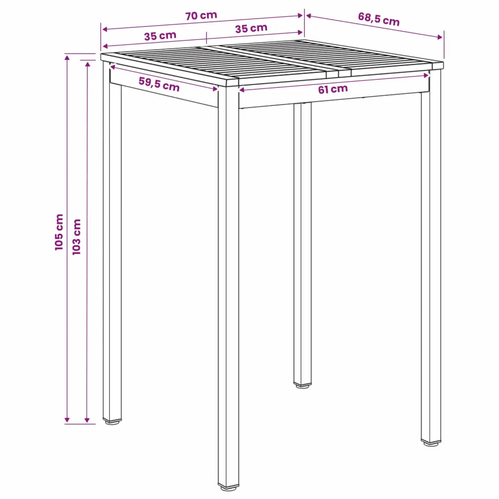 Tavolo Bar da Giardino Bianco 70 x 68,5 x 105 cm 901775