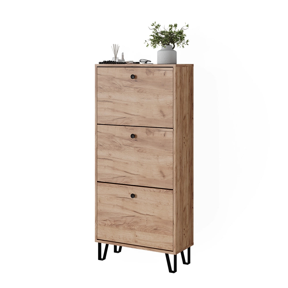 Vicco Scarpiera Quercia dorata 60 x 130 cm con 3 cassetti incernierati