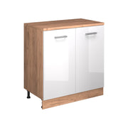 Mobile per mansarda Rion Bianco lucido/Rovere dorato 80 x 83.8 cm senza inclinazione con 2 ante Vicco