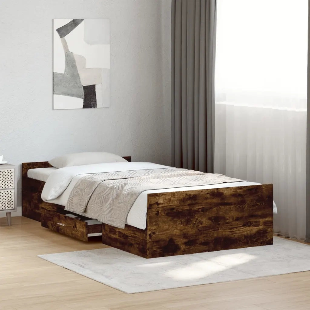 Giroletto con Cassetti Rovere Fumo 90x200 cm Legno Multistratocod mxl 91764