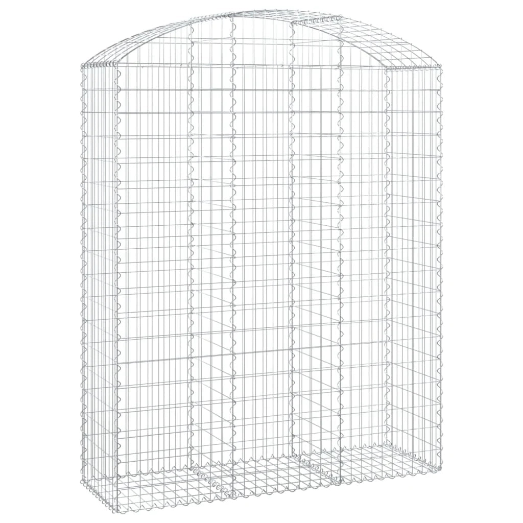 Cesto gabbione recinzione a gabbia muro di contenimento ad arco 150 x 50 x 180/200 cm ferro zincato argento 02_0039984
