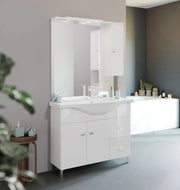 Mobile da Bagno a Terra Moderno con Lavabo Specchio Led Bianco Savinidue