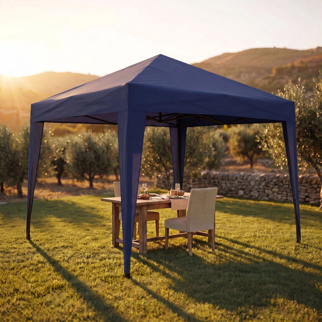 Gazebo richiudibile 3x3 pieghevole a fisarmonica automatico mercato tenda con sacca colore blu