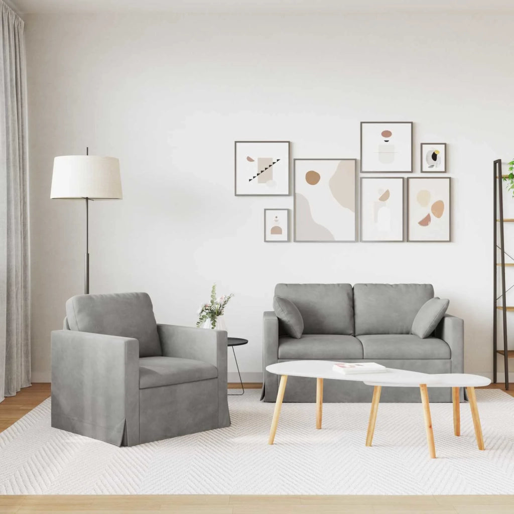 Set di divani 2 pcs Grigio chiaro 138 x 78 x 80 cm Velluto