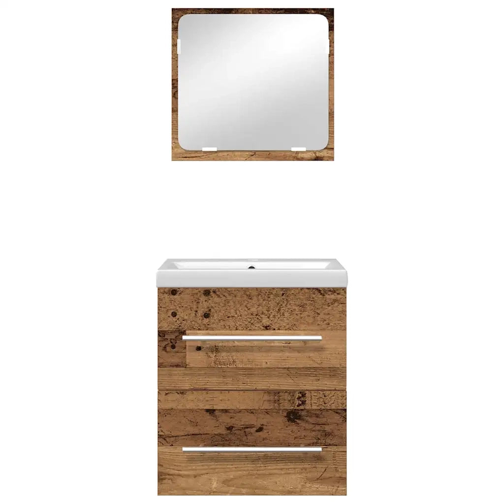 Set di mobili per il bagno con cassetto 2 pcs Legno vecchio 3393507