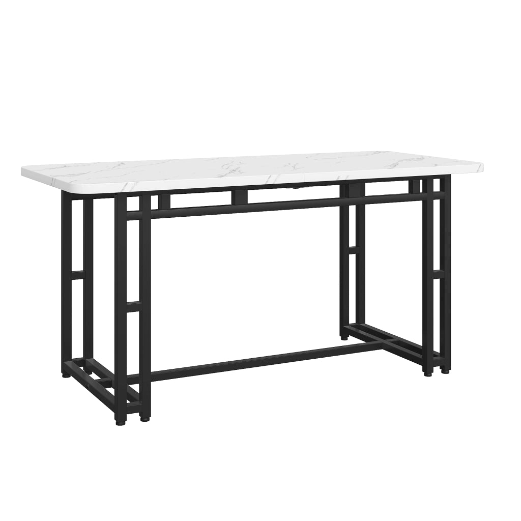 Tavolo da Pranzo Rettangolare ¨C MINIMAL ¨C Piano in Legno, Gambe in Metallo Nero, 140x80 cm