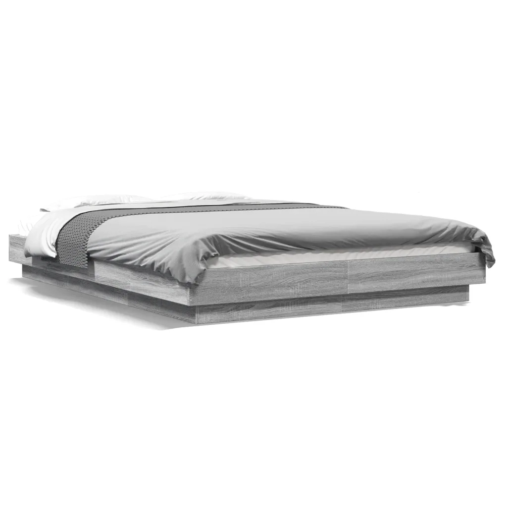 Giroletto Luci LED-Struttura Letto con LED Grigio Sonoma 120x200 cm Legno Multistrato 961617
