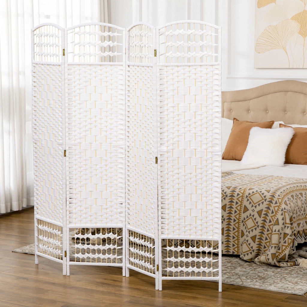 Paravento Pieghevole a 4 Ante ¨C zephmum ¨C 160x170 cm Bianco