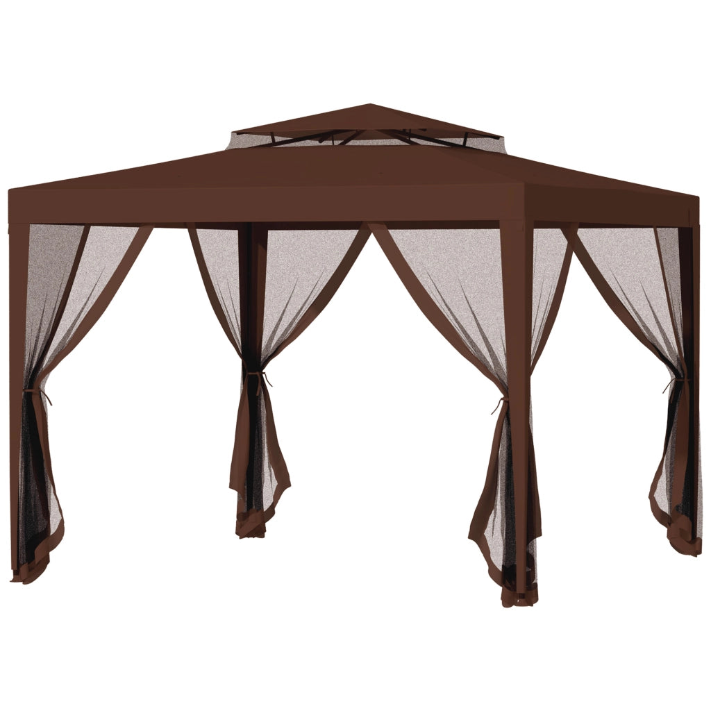 Tenda da giardino 3x3 m con zanzariera ¨C zephmum ¨C doppio tetto marrone