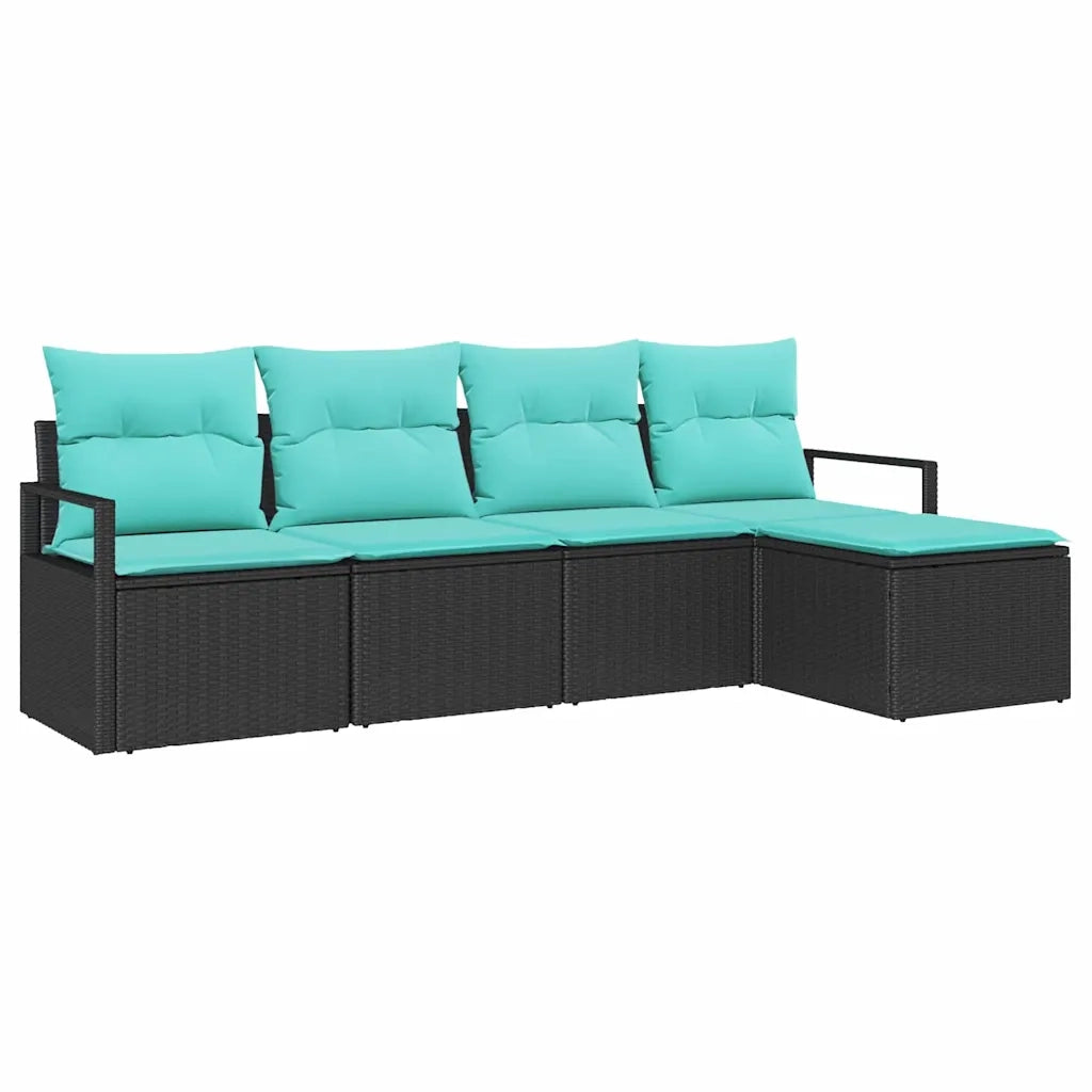 Set di divani 5 pcs Nero polyrattan
