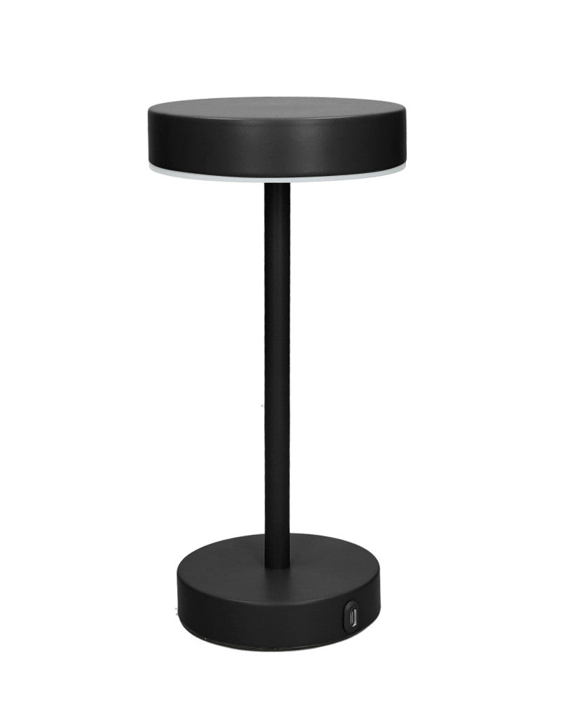 Lampada led touch frisbee nero opaco metal