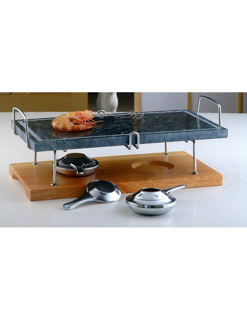 pietra ollare con base in legno set 5pz.