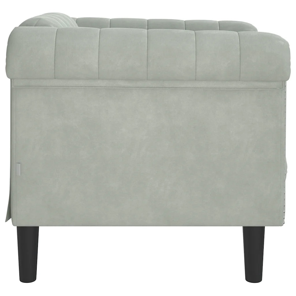 Poltrona-Divano Sedia-Poltroncina Grigio Chiaro in Velluto