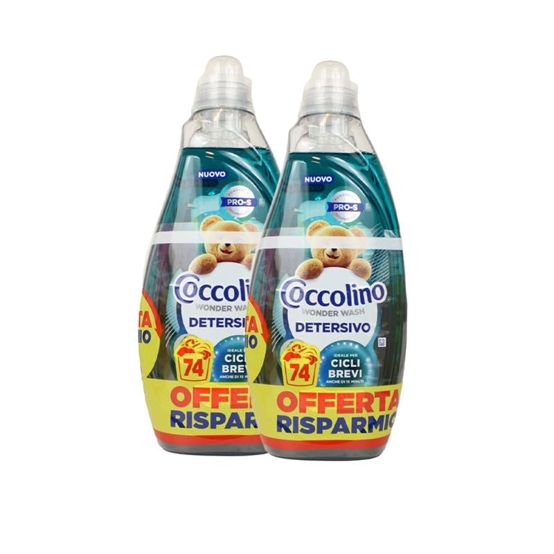 COCCOLINO WONDER WASH DETERSIVO BUCATO LAVATRICE ULTRA CLEAN CICLI BREVI 1,48LT - 2 PEZZI
