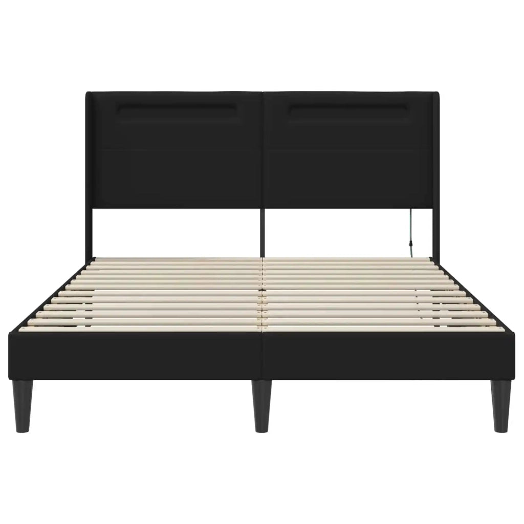 Struttura del letto con testiera Nero 140 x 190 cm Similpelle