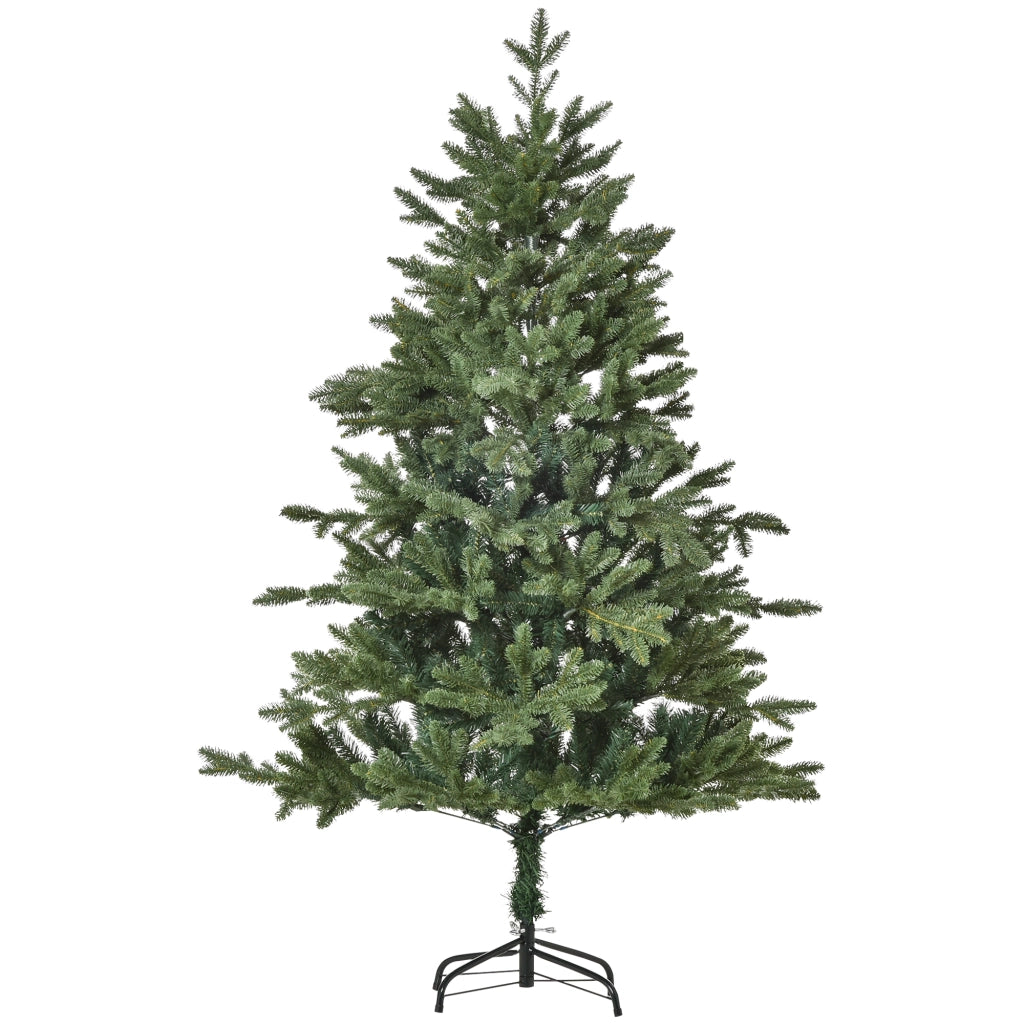 Albero di Natale artificiale 150 cm ¨C zephmum ¨C 444 punte, 3 forme foglie, ignifugo, con base metallica
