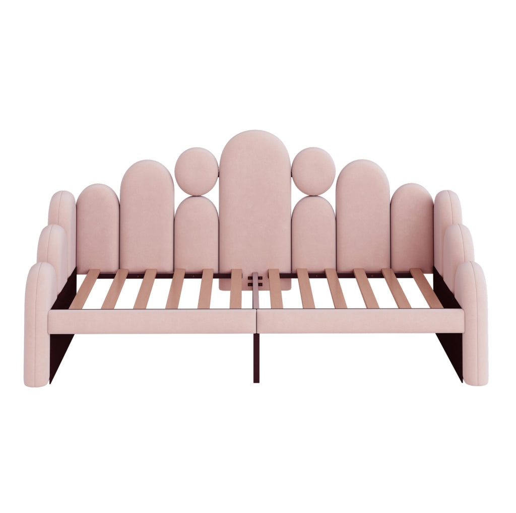 Letto multifunzione imbottito 180x200 cm con spazio per animale domestico, rosa