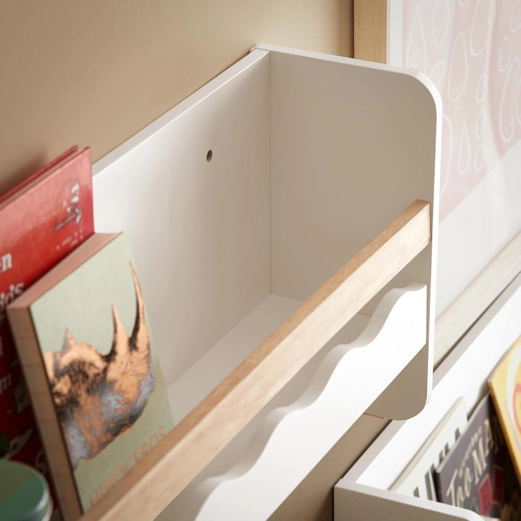 Libreria per bambini Mensola a muro Appendiabiti bambini con cinque ganci Bianco 73x15x30cm KMB78-W