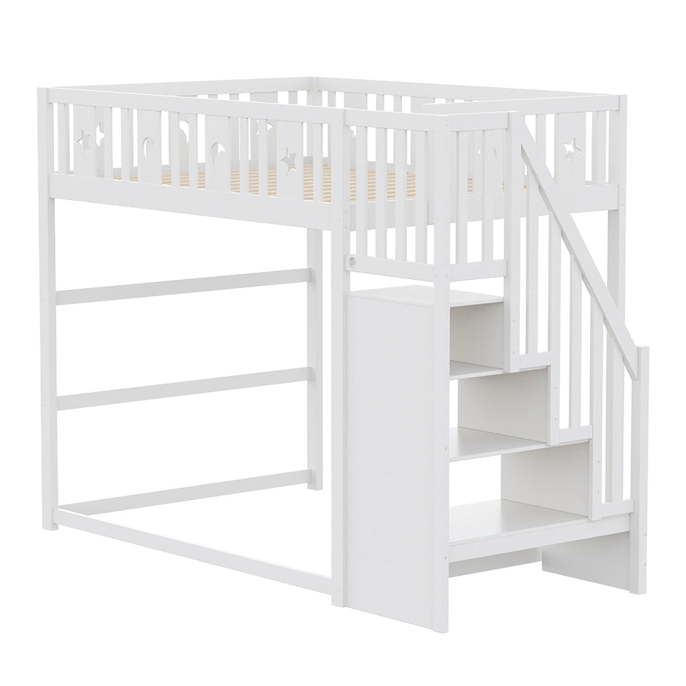 Letto a castello bambini - Xylo - 140x200 cm stelle lune bianco