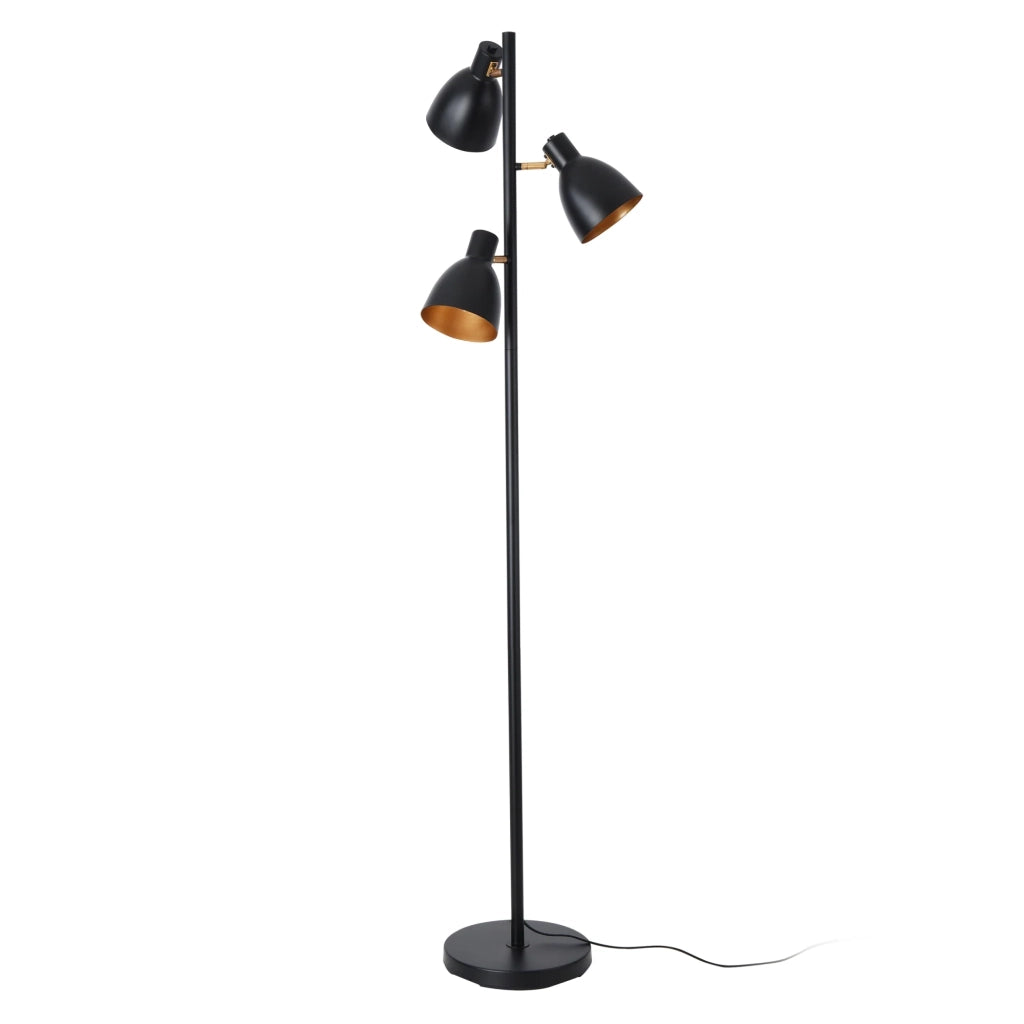 Lampada da terra dallo stile senza tempo elegante illuminazione di design per soggiorno camera da letto ufficio Wattsitney con 3 attacchi E14 metallo altezza 154 cm nero e oro 03_0009540