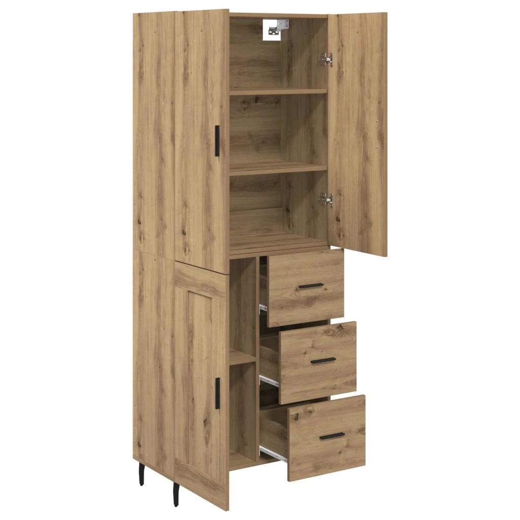 Credenza 2 pcs Rovere artigianale Legno Stratificato e Vetro 3415934