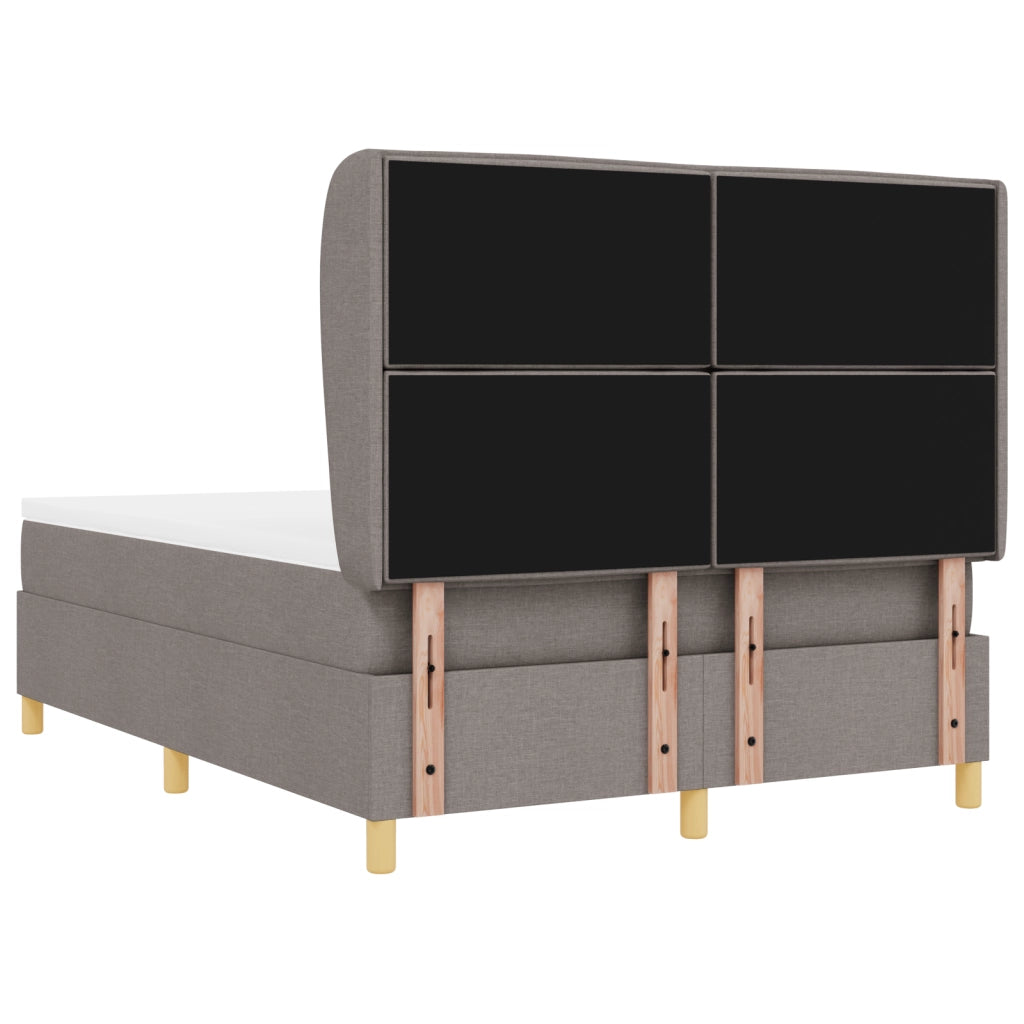 Letto Box Spring con Materasso Tortora 140x190 cm Tessuto