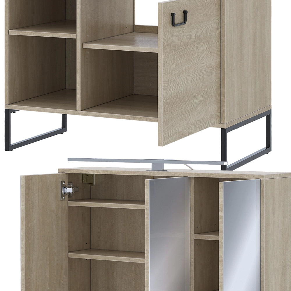 Vicco Set di mobili da bagno Quercia/nero 3 parti