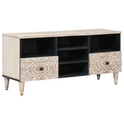 Mobile TV Bianco 100 x 33,5 x 46 cm Legno di mango massello 4018386
