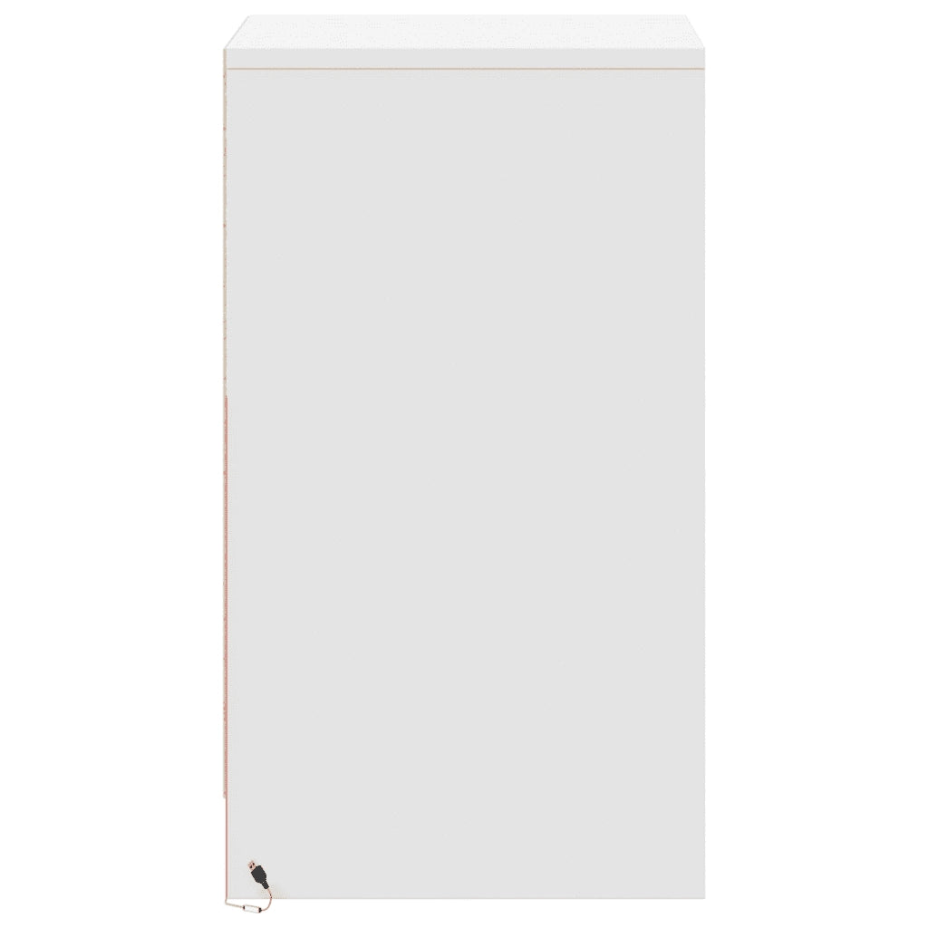 Comodino con Luci LED-Tavolino da notte Bianco in Legno Multistrato 539587