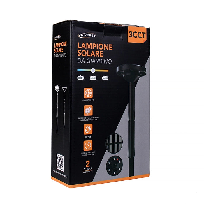 FARETTO LED CCT CAMBIO 3 TONALITA' DI COLORE SOLARE DA GIARDINO CON PICCHETTO - RICARICABILE E IMPERMEABILE IP65