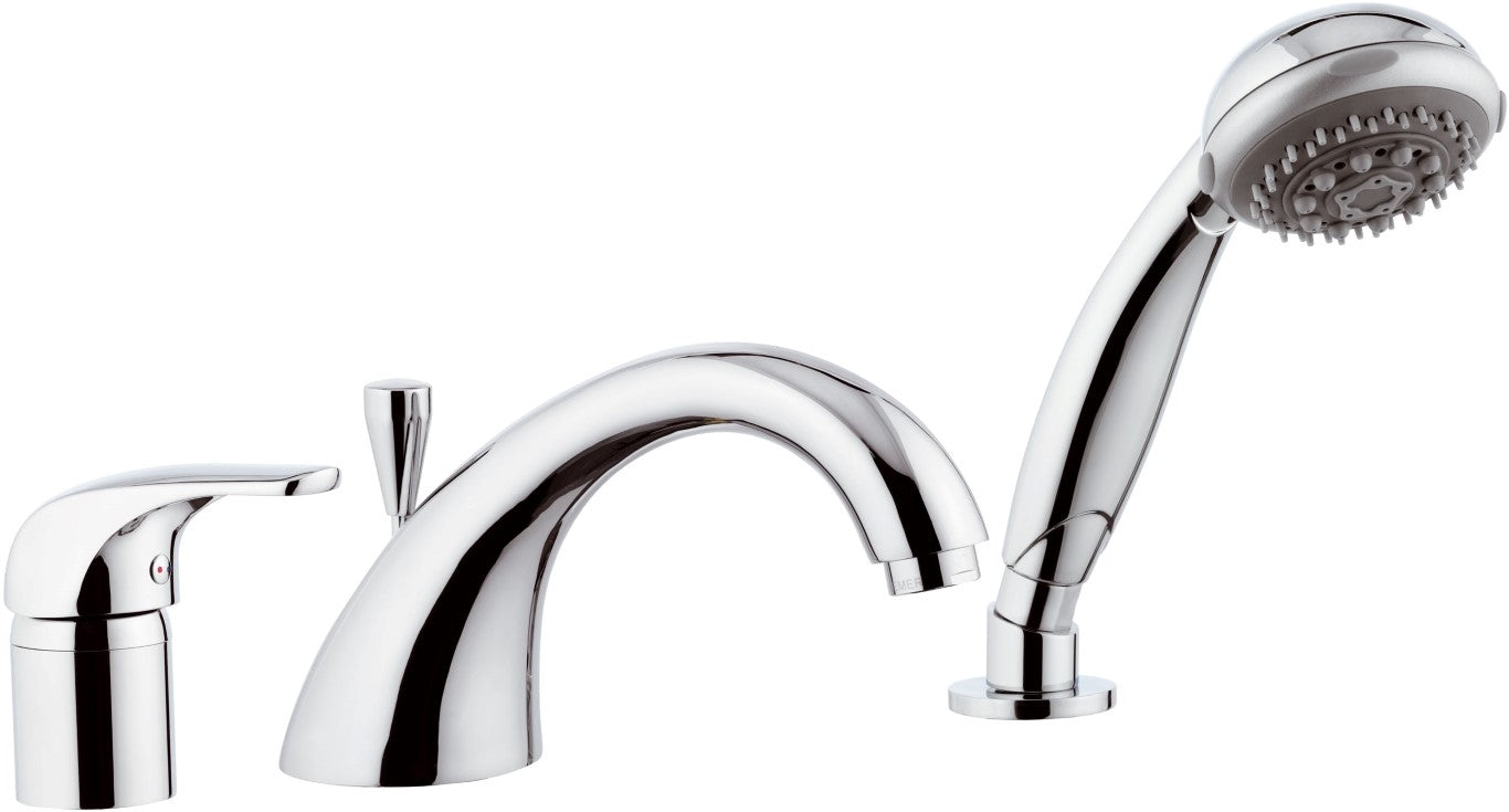 Rubinetto bordo vasca con deviatore, bocca pesante fusa e doccetta - serie project