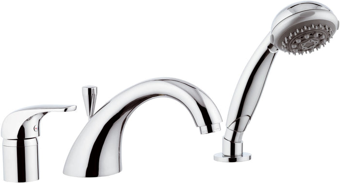 Rubinetto bordo vasca con deviatore, bocca pesante fusa e doccetta - serie project