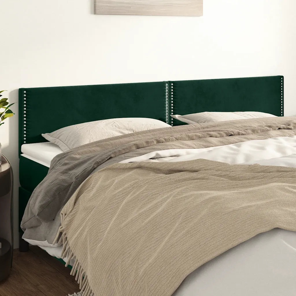 Testiera 2 pz Verde scuro 90x5x78/88 cm in Velluto