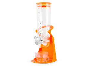 Dispenser cereali twister in polistirene trasparente e arancio con piedini antiscivolo cm 15x16x41 h.