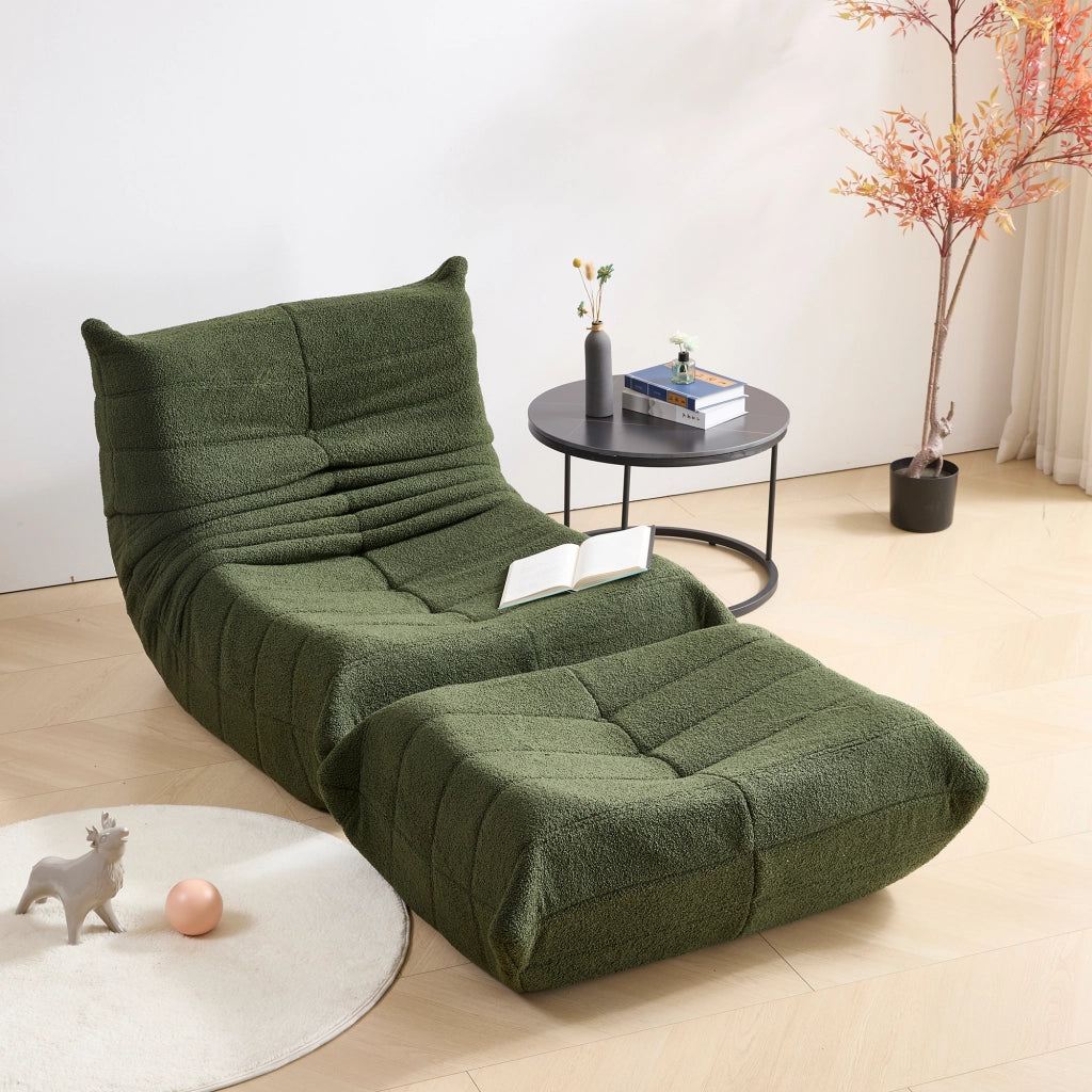 DIVANO RELAX 112 x 189 x 82 cm Tessuto Teddy Verde