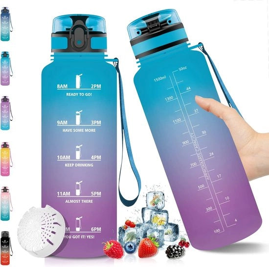 Fles di plastica riutilizzabile facile e sicuro per sport e uso quotidiano, 500 ml a 1,5 L