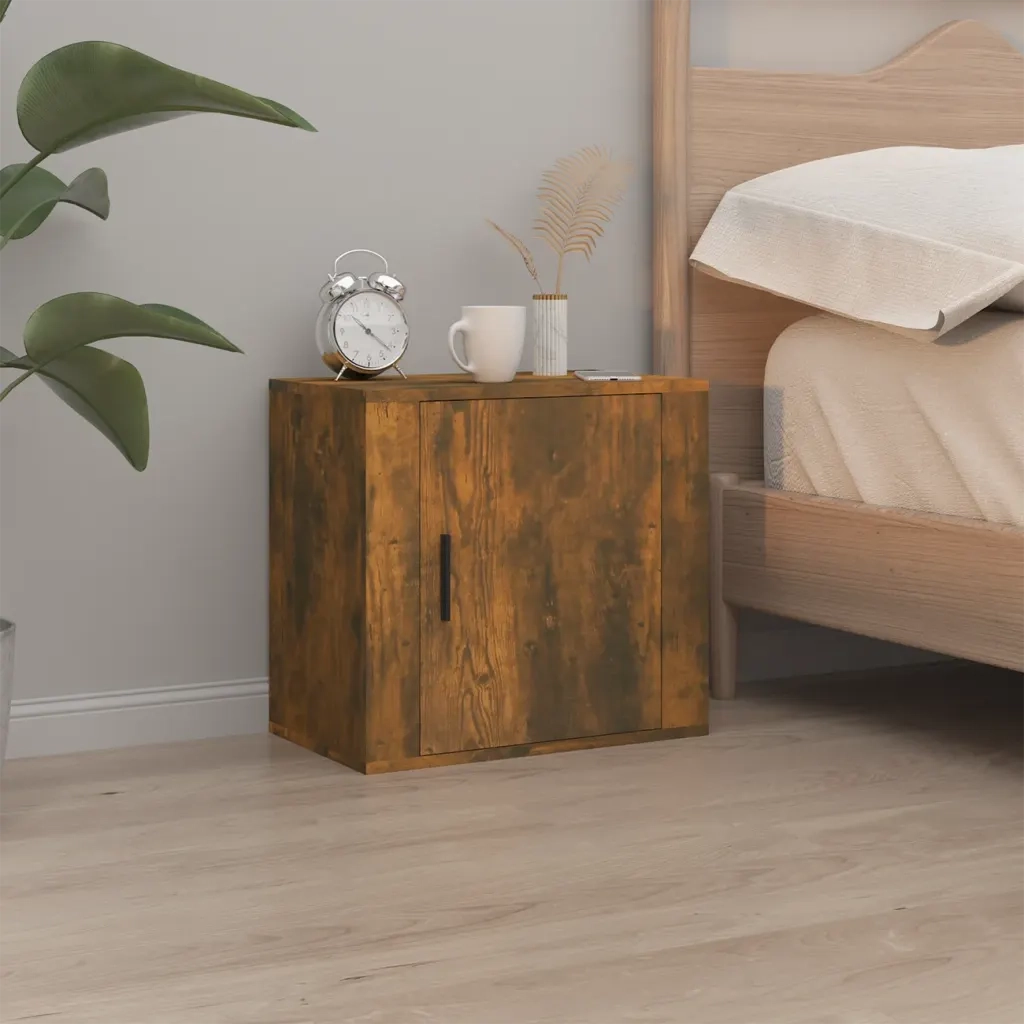 Comodino | Armadio da Notte | Mobiletto da notte a Muro Rovere Fumo 50x30x47 cm