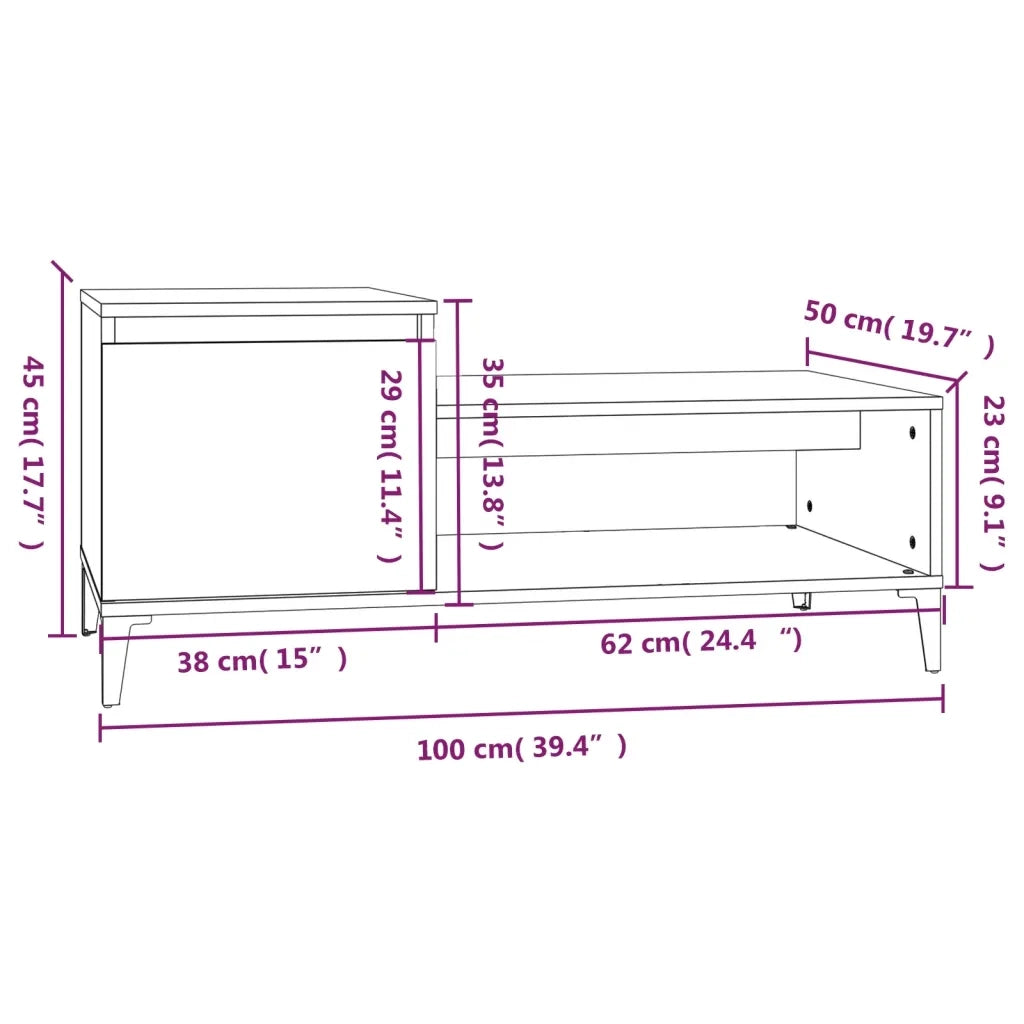 Tavolino Salotto Grigio Cemento 100x50x45 cm Legno Multistrato cod mxl 26317