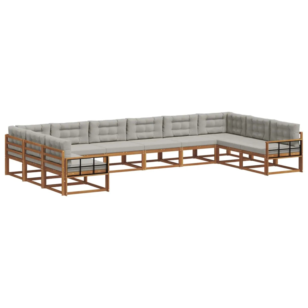 Set di divani da esterno 10 pcs Grigio Naturale e Chiaro 3368249