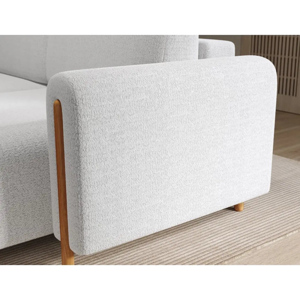 Divano ad angolo convertibile ARVESSA bianco alpino chenille – Angolo destro