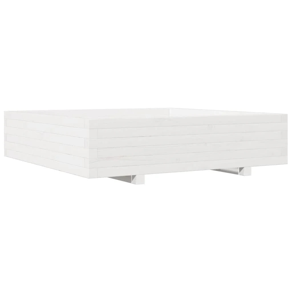 Fioriera rialzata per piante e fiori terrazza giardino 100 x 100 x 26,5 cm legno di pino massiccio bianco 02_0037255