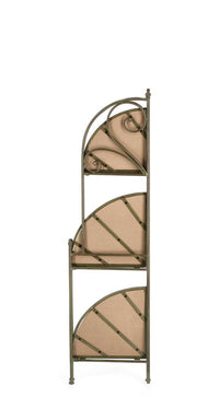 Scaffale Angolare 3 Ripiani 49x33x126 cm in Acciaio Guenda Verde Scuro