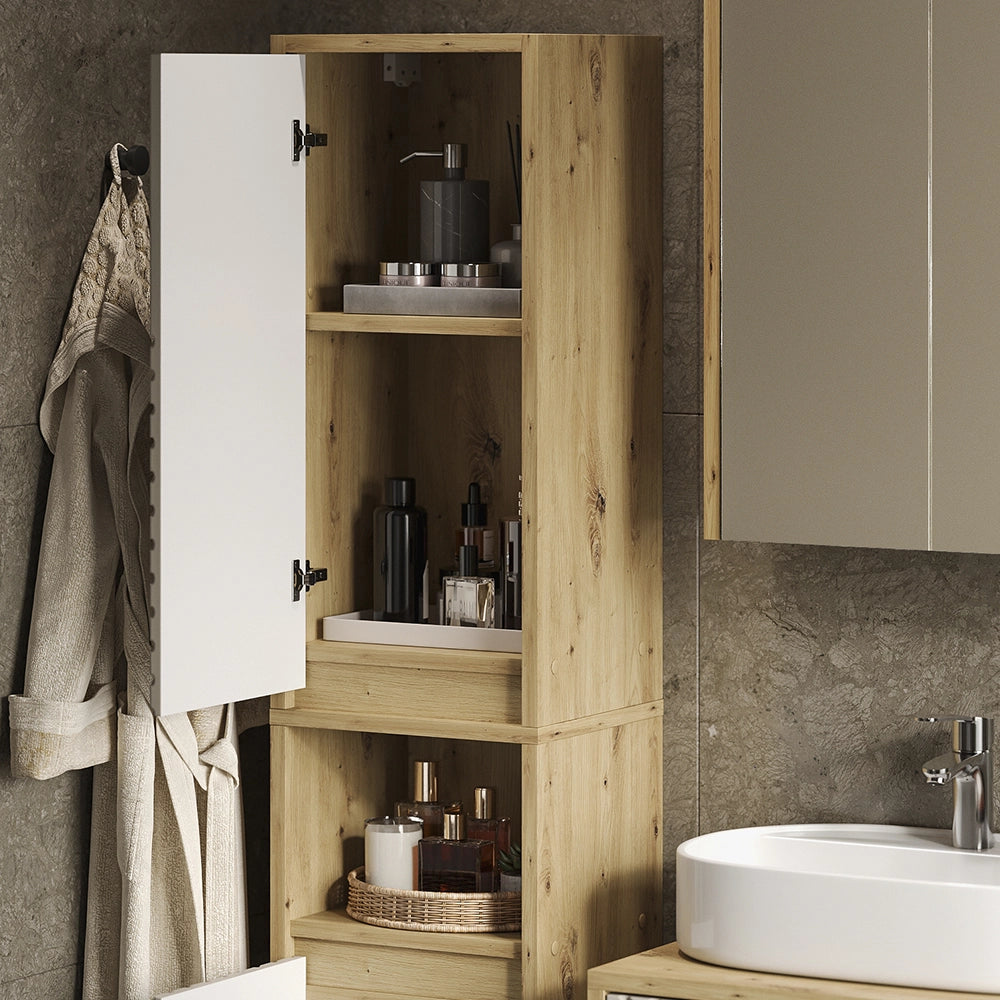 Armadio per il bagno Viola Rovere artigianale/Cachemire 38 x 170 cm Vicco