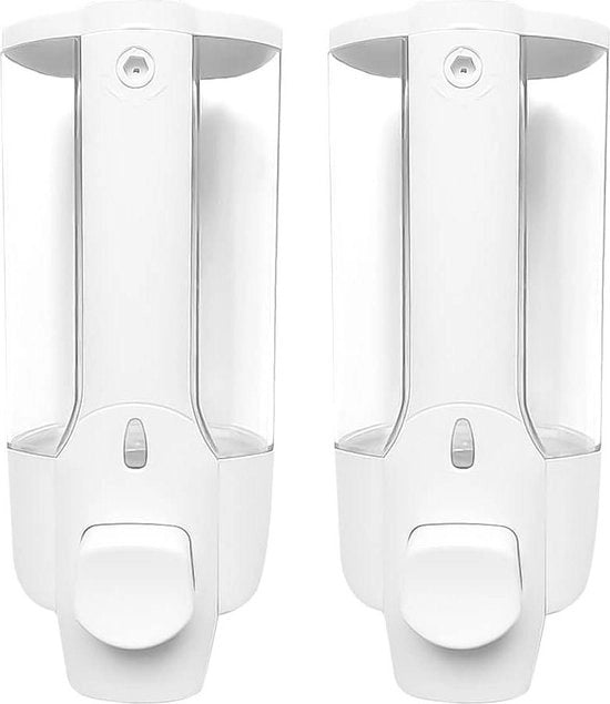 Dispensatore di sapone da parete 350 ml bicchiere dispensatore di sapone da mano per uso domestico cucina alberghi ristoranti - bianco - 2 pezzi dispensatore di sapone da parete da parete