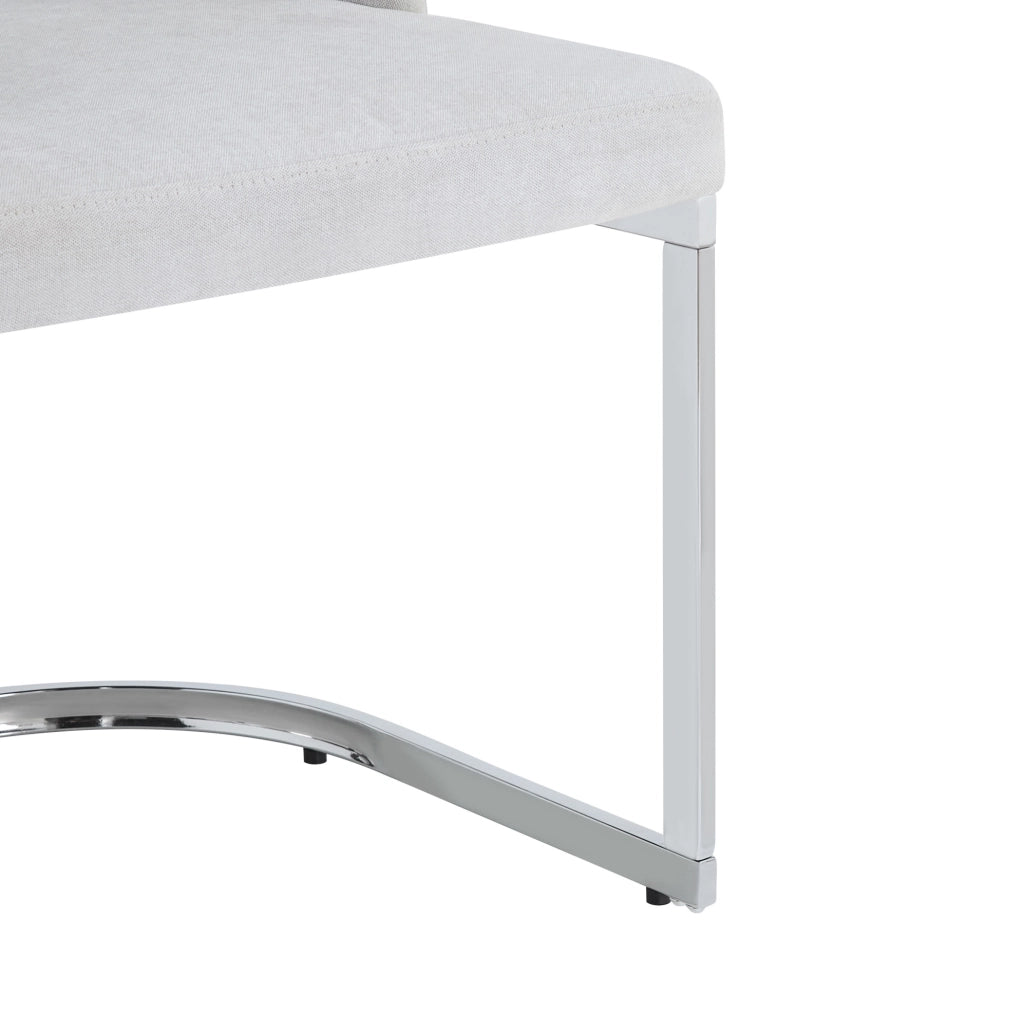 Set di 2 sedie da pranzo moderne in chenille grigio con gambe in metallo argentato